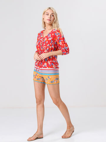 Moss Rose Playing Hooky Short Romper